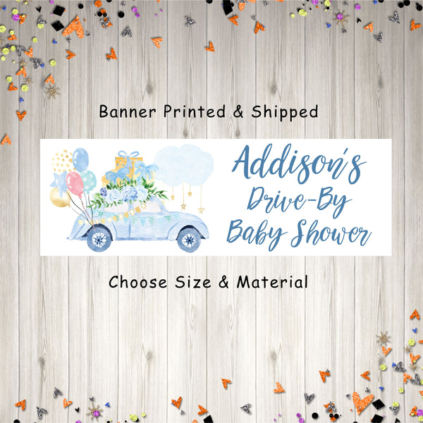 Drive By Baby Shower Banner, Boy Virtual Baby Shower, Quarantine Shower Drive Through Social Distance Baby Shower - Printed & Shipped