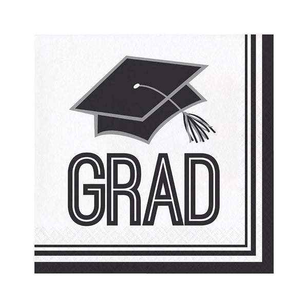 Graduation Party Luncheon Napkins School Colors Class of 2021 Tableware Party Decorations Party Supplies Lunch Napkins White Black