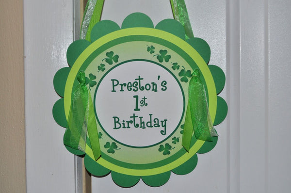 St. Patrick&#39;s Day Birthday Party Door Sign - Party Decorations - Shamrock, Clover, Green - St Patricks Day Party