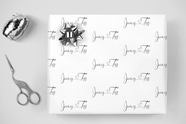 Wedding Wrapping Paper Personalized Gift Wrap Bride and Groom Name, Bridal Shower Wrapping Paper Gift Wrap, Bride and Groom Wrapping Paper