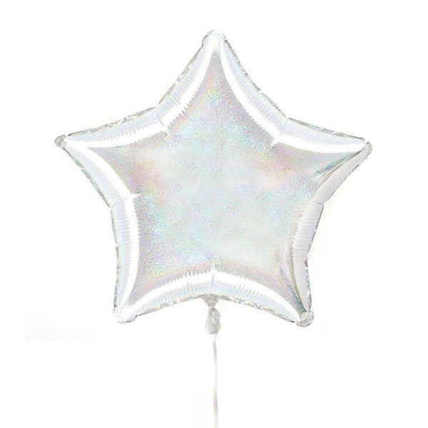 Silver Holographic Star Mylar Balloon 19 Inch, Birthday Party Balloons Decorations, Baby Shower, Graduation, Retirement Party, Bridal Shower