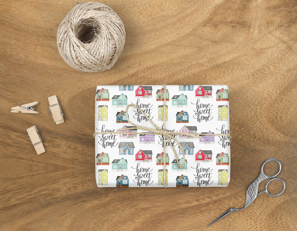 Housewarming Gift Wrap, New House Gift Wrapping Paper, Home Sweet Home Gift Wrap, Housewarming Party Gift, First Home Gift, Hostess Gift