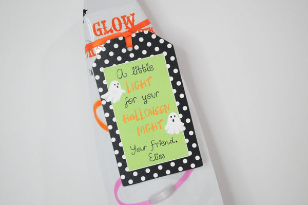 Halloween Tags for Glow Sticks, Halloween Tags, Halloween Party Treat Bag Tags, Class Treat Tags, Halloween Trick or Treat Tags - Set of 12