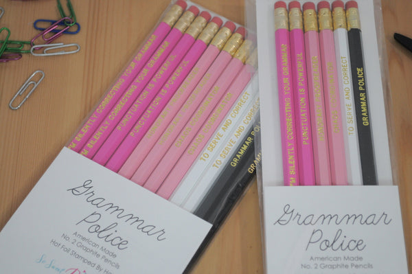Teacher Pencils Grammar Police Custom Foil Printed Pencils, Teacher Appreciation Gift, Funny Grammar Pencils Gift, Back To School Pencils