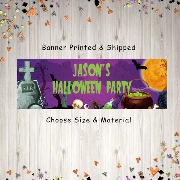 Personalized Halloween Banner, Halloween Party Banner, Halloween Party Decorations, Halloween Party Supplies - Printed and Shipped