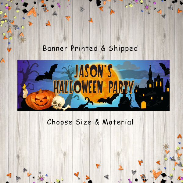 Halloween Party Banner, Halloween Party Decorations, Pumpkin Halloween Banner Personalized, Halloween Party Supplies - Printed and Shipped