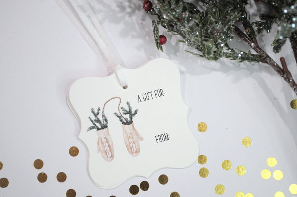 Christmas Gift Tags Mittens, Merry Christmas A Gift For Hang Tags, Happy Holidays Gift Wrapping - Set of 12 Tags