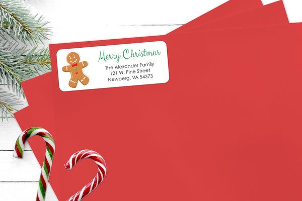 Merry Christmas Address Labels Gingerbread Man Envelope Seals Happy Holidays Stickers Gift Tags Labels Christmas Seals Packaging - Set of 30