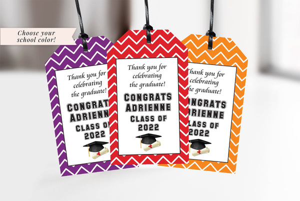 Graduation Thank You Tags, Class of 2022 Favors, Graduation Party Favor Tags, High School Grad, College Grad Party Decorations - Set of 12