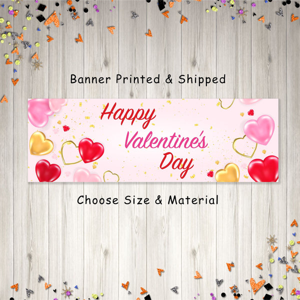 Happy Valentines Day Banner, Valentines Day Decorations, Valentine&#39;s Day Party, Photo Backdrop Prop Banner - Printed and Shipped