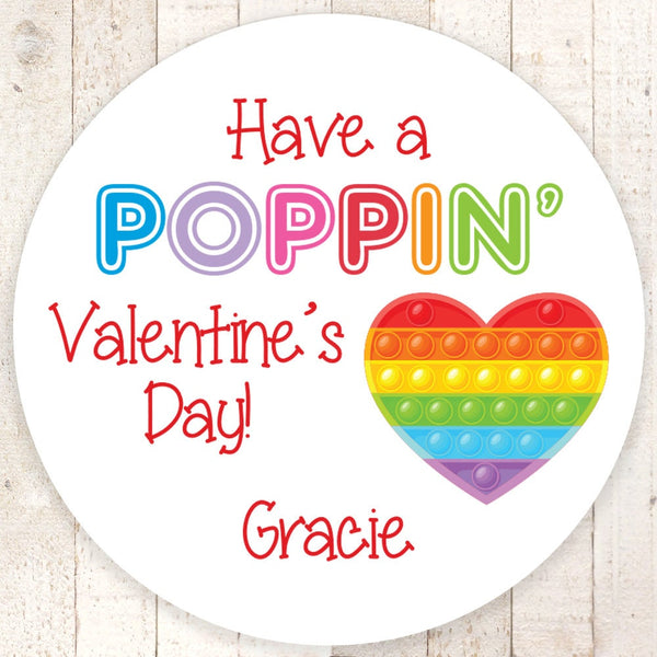 Pop It Valentines Day Stickers, Kids Valentines Have A Poppin Valentines Day, Treat Bag Stickers, Classroom Valentines - Set of 24 Stickers