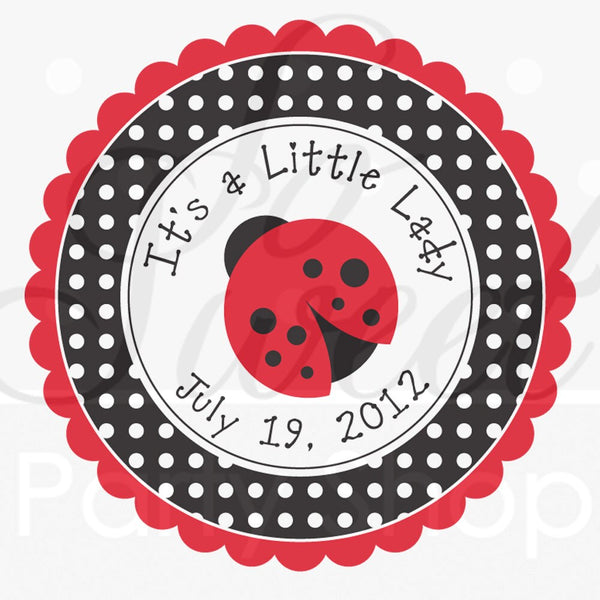 Ladybug Party Favor Stickers, Thank You Stickers, Party Favors, Baby Shower, Birthday Party Decorations, Personalized Stickers - Set of 24