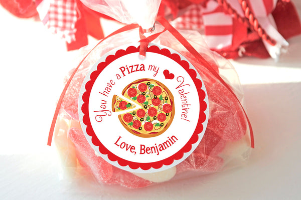 Pizza Valentine&#39;s Day Treat Tags, Kids Valentines Tags You Have A Pizza My Heart School Classroom Valentine Party Bag Tags - Set of 12 Tags