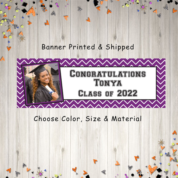 Graduation Photo Banner, College Graduation Banner, High School Graduation Banner, Class of 2022 Banner, Congrats Grad - Printed & Shipped