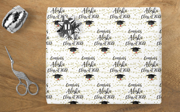 Graduation Wrapping Paper Class of 2022, Personalized Graduation Gift Wrap, Gift Wrap Sheets, Grad Gift High School College Graduate