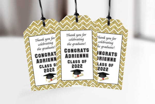 Graduation Thank You Tags, Class of 2022 Favors, Graduation Party Favor Tags, High School Grad, College Grad Party Decorations - Set of 12