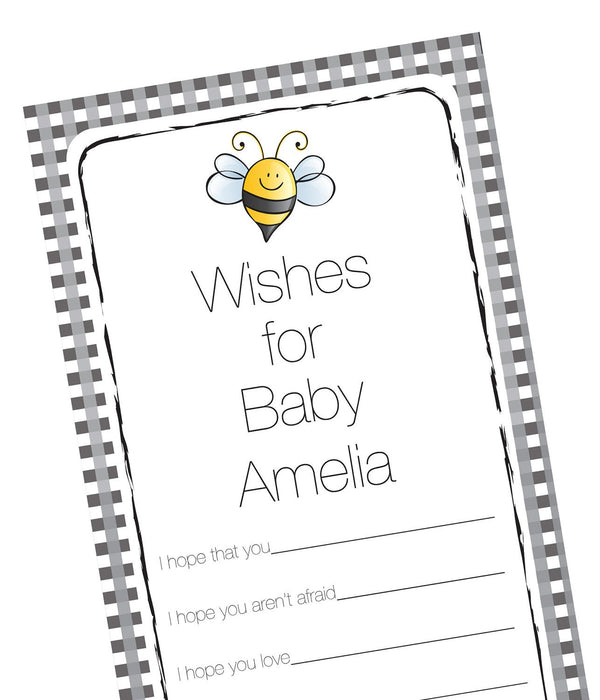 Baby Shower Well Wishes Cards, Advice, Wishes For Baby - Bumble Bee Theme - Mommy To Bee - Set of 12