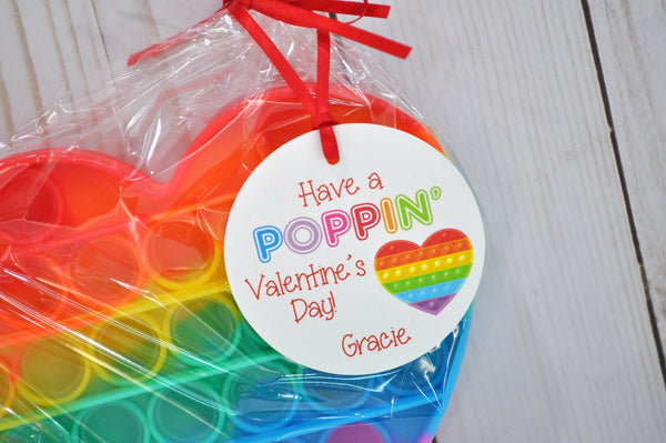 Pop It Valentine Tags, Kids School Valentines Day Pop It Tags, Classroom Valentine Gift Tags - Set of 12 Tags