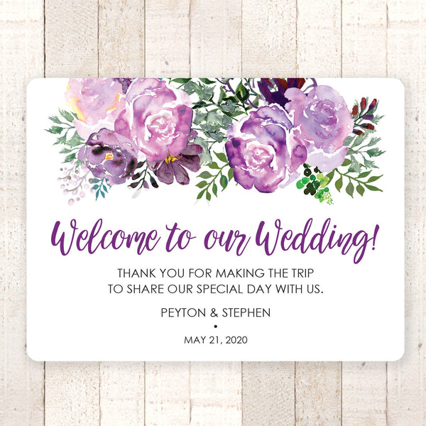Wedding Welcome Bag Box Stickers, Wedding Out Of Town Guest Thank You Stickers, Wedding Gift Bag Sticker Purple Floral - Set of 12