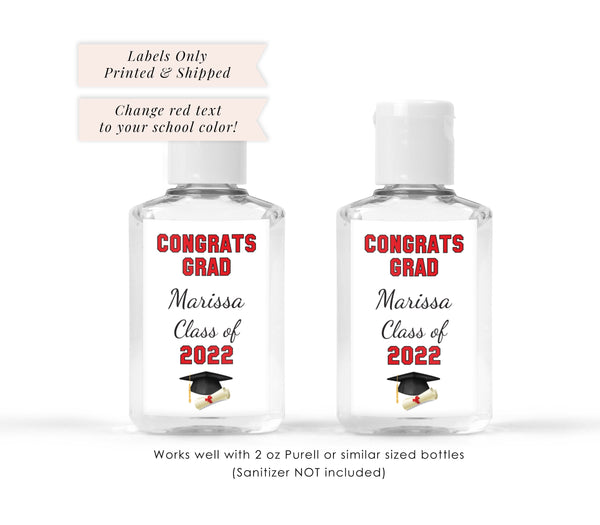 Graduation Sanitizer Labels, Congrats Graduate Class of 2022 Sanitizer Labels, 2oz. Purell Labels, Graduation Favors - Set of 20 Labels