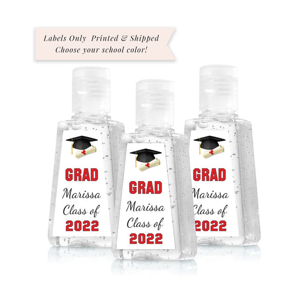 Graduation Sanitizer Labels, Congrats Graduate Class of 2022 Sanitizer Labels, Graduation Favors - Set of 20 Labels