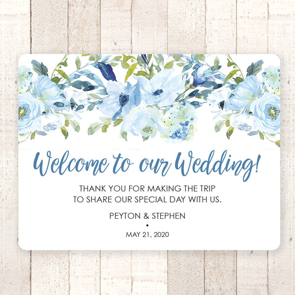 Wedding Welcome Bag Box Stickers, Wedding Out Of Town Guest Thank You Stickers, Bridal Shower Sticker Blue Floral - Set of 12