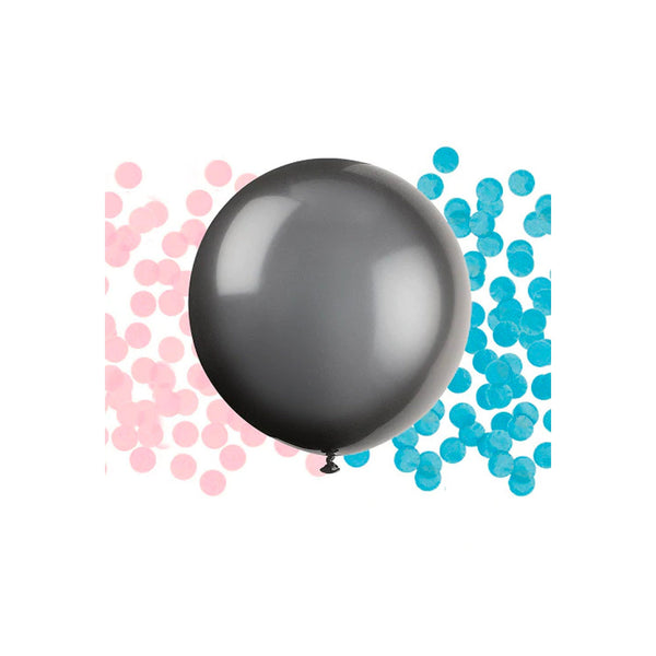 24" Gender Reveal Black Balloon With Pink & Blue Confetti, Boy or Girl Balloons, Baby Shower Balloons, Gender Reveal Confetti Balloons