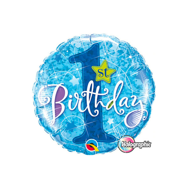 Boys 1st Birthday Birthday Balloon 18" Foil Mylar Balloon, Happy Birthday Balloon, Baby&#39;s First Birthday Balloon