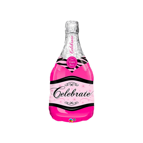 Pink Champagne Bottle Balloon Large 39" Foil Mylar Balloon, Pink Bubbly Wine Bottle Balloon, Cheers Celebrate Bridal Shower, Congratulations