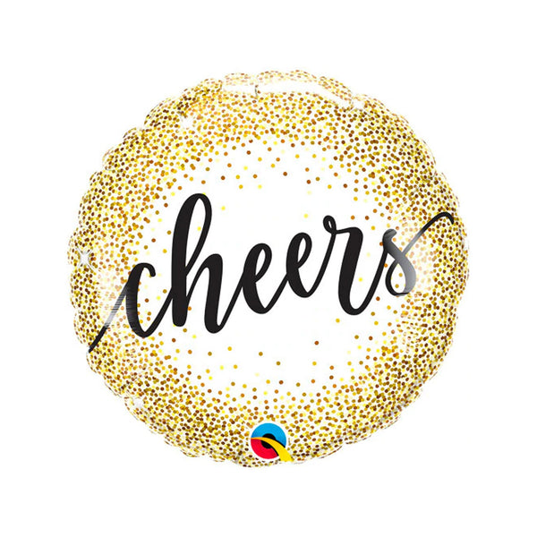 Cheers Gold Polkadot Balloon 18" Foil Mylar Balloon, Retirement Party, Bridal Shower, Congratulations, Graduation, New Years Eve, Birthday