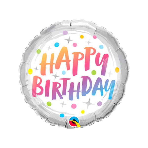 Happy Birthday Balloon 18" Foil Mylar Balloon, Rainbow with Polkadots Birthday Balloon