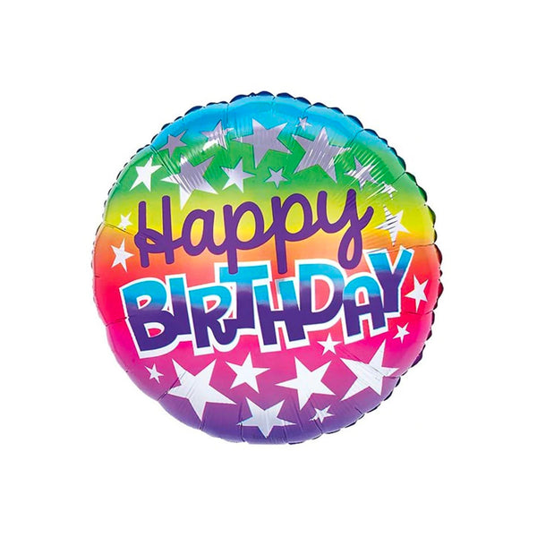 Happy Birthday Balloon 17" Foil Mylar Balloon, Rainbow with Stars Birthday Balloon