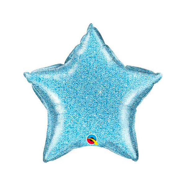 Blue Glitter Star Balloon Large 20" Blue Glitter Star Birthday Balloon, Boy Baby Shower Balloon