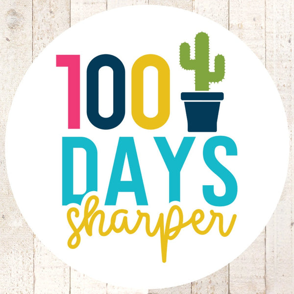 100 Days of School Stickers, Teacher Stickers, Classroom Stickers 100 Days Sharper School Labels - Set of 24