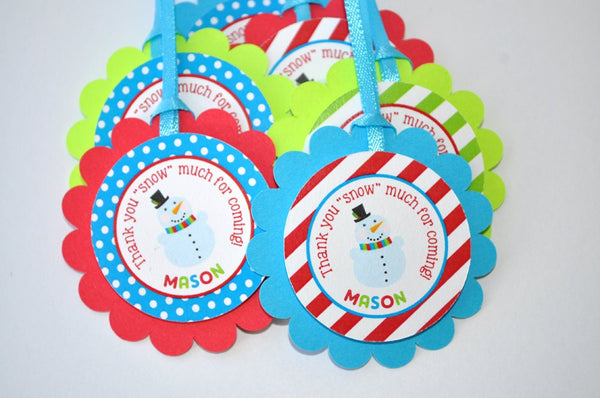 Snowman Favor Tags - Winter Onederland Birthday Party Decorations - Christmas Party Favor Tags - Set of 12