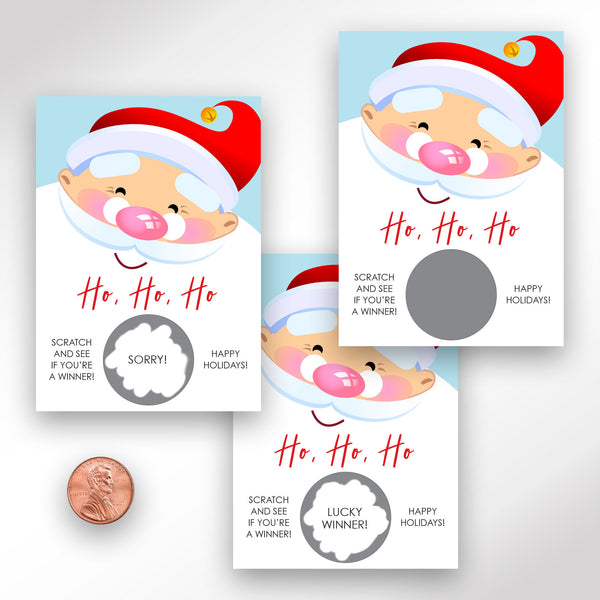Santa Christmas Party Game Scratch Off Ticket Cards Printed, Holiday Party Game - Set of 24 Cards Printed and Shipped