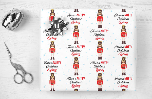 Nutcracker Funny Personalized Name Wrapping Paper, Personalized Christmas Gift Wrap, Gift Wrap Sheets, Holiday Wrapping Paper