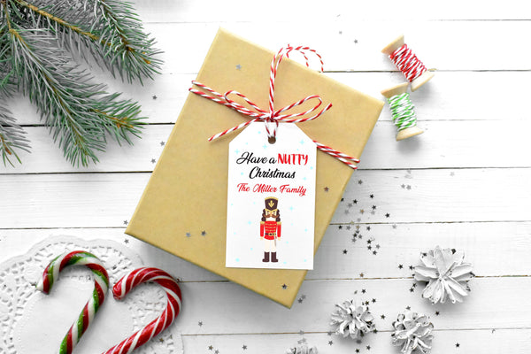 Christmas Gift Tags Nutcracker Tags, Funny Christmas Nuts Tags, Personalized Holiday Gift Hang Tags - Set of 12 Tags