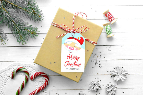 Christmas Gift Tags, From Santa Gift Tags, Merry Christmas Personalized Tags Gift Labels, Happy Holidays Gift Wrapping - Set of 12 Tags