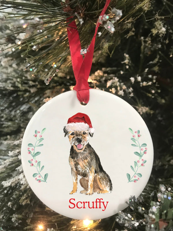 Border Terrier Dog Personalized Name Christmas Ornament, Choose From Dog Breeds Pet Christmas Gift, Ceramic Ornament, Keepsake Ornament