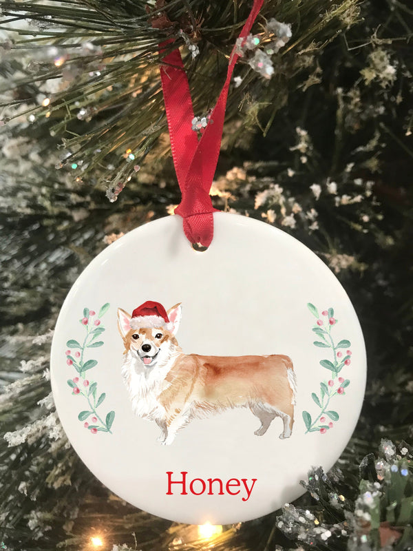 Corgi Dog Personalized Name Christmas Ornament, Choose From Dog Breeds Pet Christmas Gift, Ceramic Ornament, Keepsake Ornament