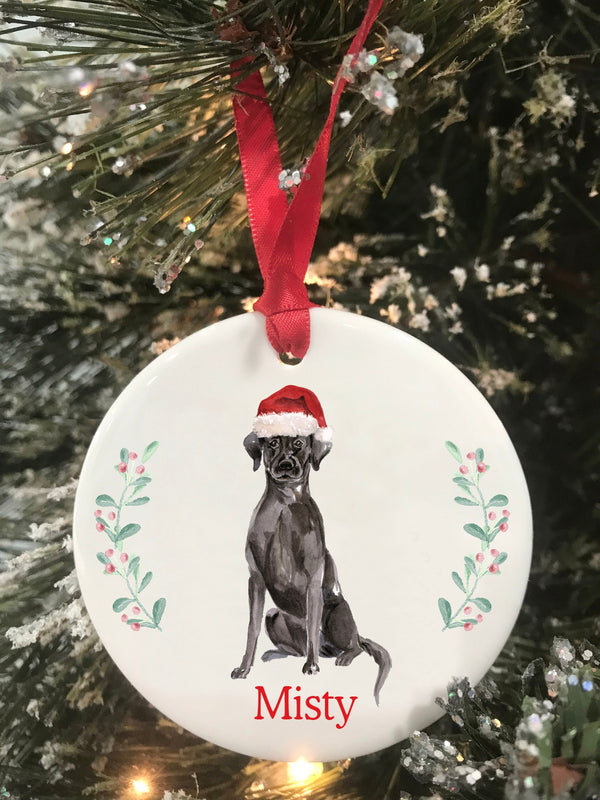 Black Lab Dog Personalized Name Christmas Ornament, Choose From Dog Breeds Pet Christmas Gift, Ceramic Ornament, Keepsake Ornament