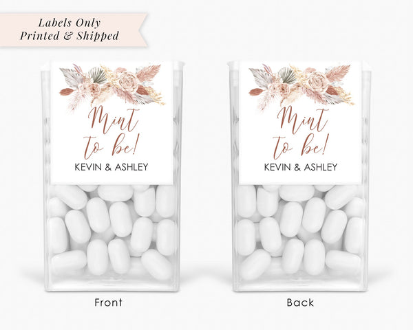 Wedding Favors Tic Tac Labels Mint To Be Boho Floral Pampas Grass Neutral Wedding Favors, Bridal Shower Favor - Set of 24 Labels