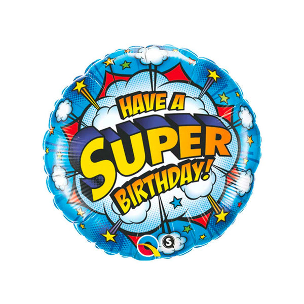 Super Hero Birthday Balloon 18" Foil Mylar Balloon, Happy Birthday Balloon Blue Comic Super Hero Birthday Balloon, Have a Super Birthday