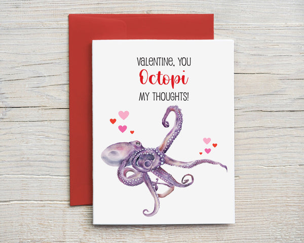 Valentine Card You Octopi My Thoughts Funny Valentine's Day Card