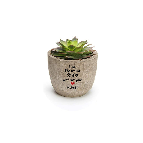 Mini Succulent Plant Gift for Valentine's Day - 2" Personalized Pot