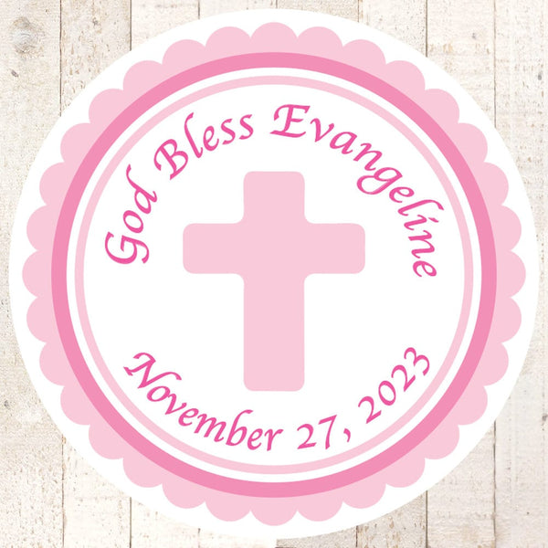 Baptism Favor Stickers, Girl Baptism Favor, 1st Holy Communion Favor Sticker Labels, Baby Christening Favor Stickers, Goodie Bag - Set of 24