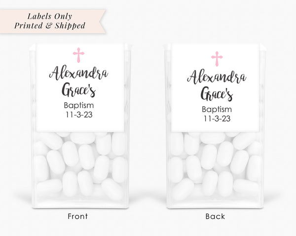 Baptism Party Favors, Tic Tac Labels Mint Favors, Mint Favors, Cross Girls Baptism, Personalized Party Favors - Set of 24 Labels