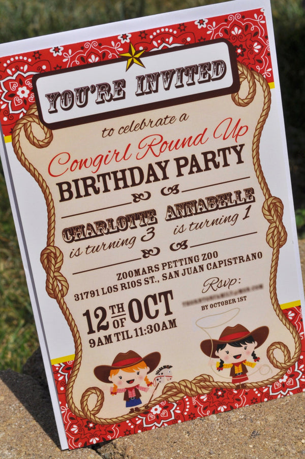 Cowgirl Birthday Party Invitations - Cowgirl Birthday Decorations - Western Birthday Party - Set of 10