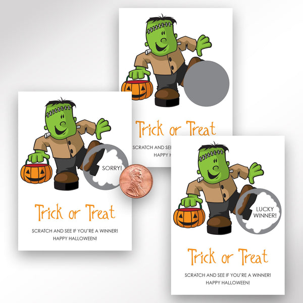 Halloween Party Game Scratch Off Ticket Cards Frankenstein Kids Halloween Classroom Party Game - Set of 24 Cards Printed and Shipped